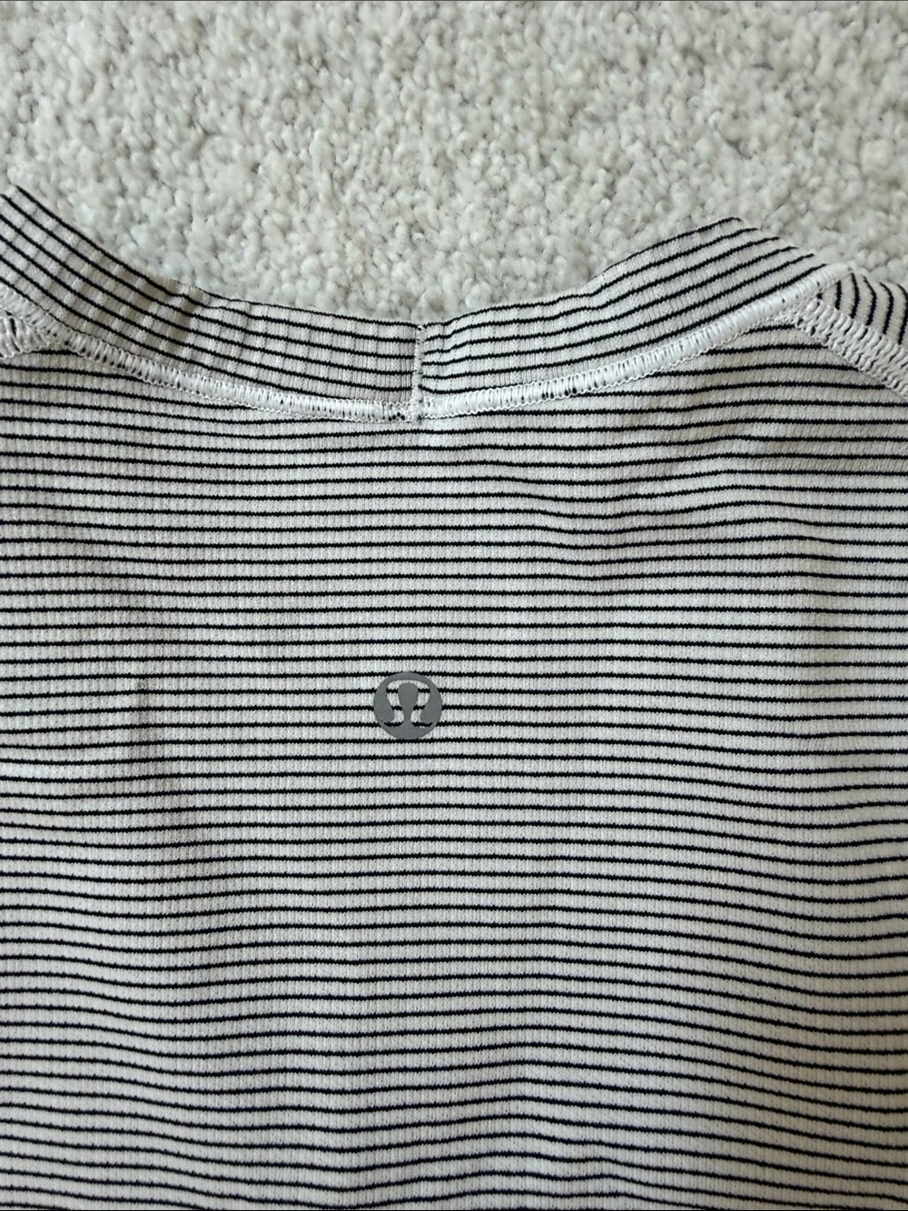lululemon Swiftly Short Sleeve Tee in black and White stripe